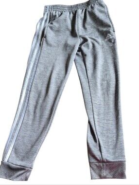 Adidas Girls Size Medium 10/12 Gray Heathered Fleece Lined Athletic Pants